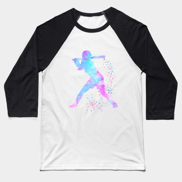 Baseball Girl Batter Watercolor Silhouette Baseball T-Shirt by LotusGifts